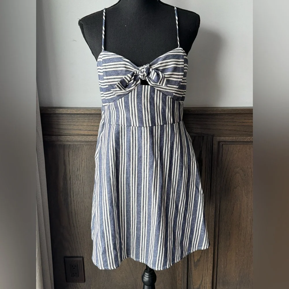 Speechless Navy and White Striped adjustable strap Dress XL - Picture 2 of 8
